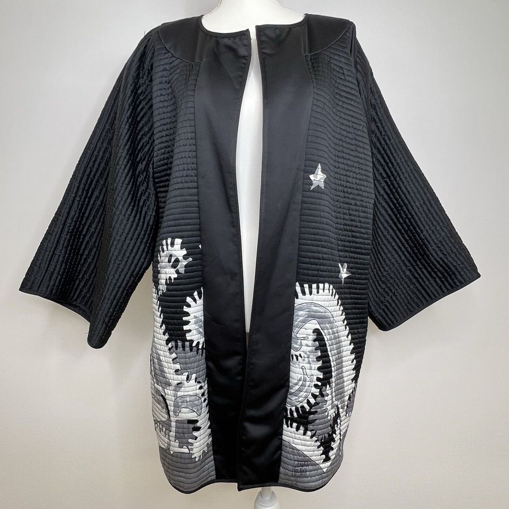 Very Vollbracht Reversabke Boho Asian Art Kimono Cardigan Jacket Size XL